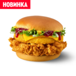 Новогодний бургер чиз курица с клюквенным соусом